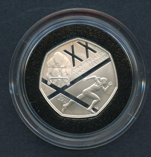 UK 2014 Glasgow Commonwealth Games 50p Fifty Pence Silver Proof Coin