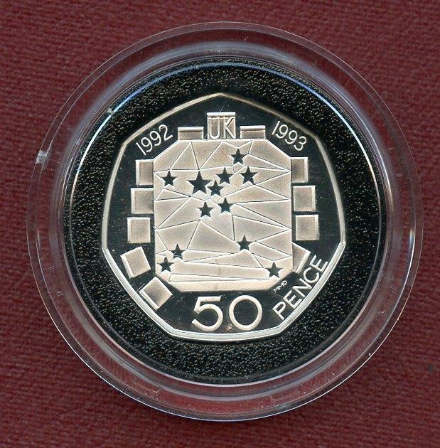 UK 1992-1993 EEC Council  Silver Proof  Piedfort 50p Fifty Pence Coin