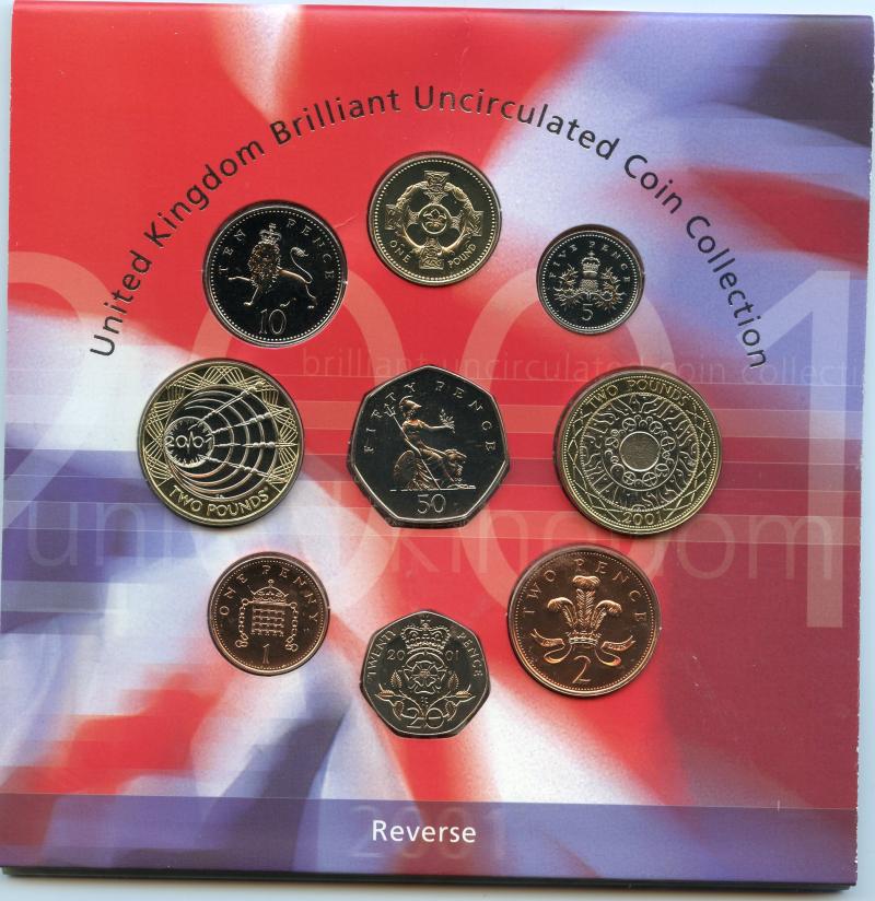 UK 2001 United Kingdom Brilliant Uncirculated Coin Set