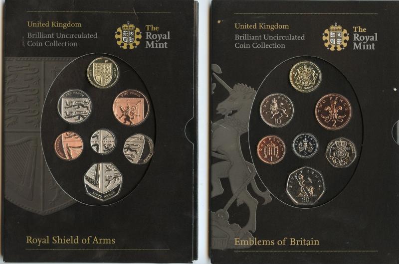 UK 2008 United Kingdom Brilliant Uncirculated Coin Sets Emblems of Britain & Royal Shield of Arms