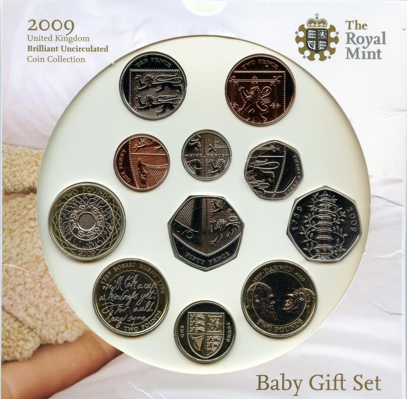 UK 2009 Royal Mint Baby Brilliant Uncirculated Coin Set with  Kew Gardens 50p
