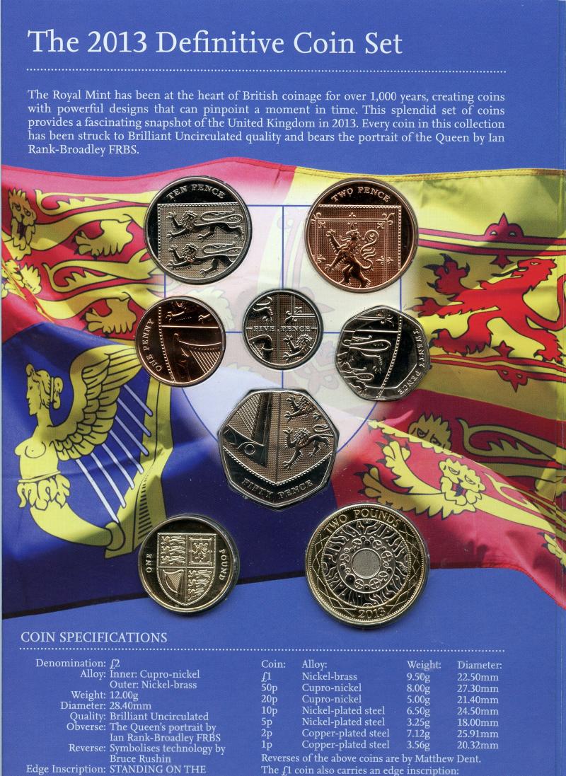 UK 2013 United Kingdom Brilliant Uncirculated Definitive Coin Set