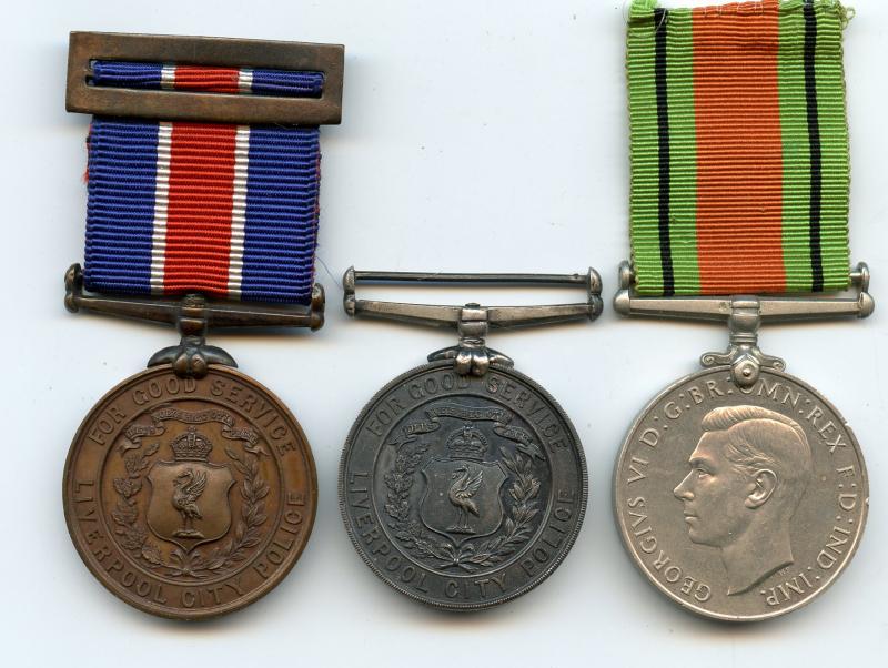 Group of 3 Liverpool City Police, Good Service Medals, & Defence Medal To  Constable John Harrison,