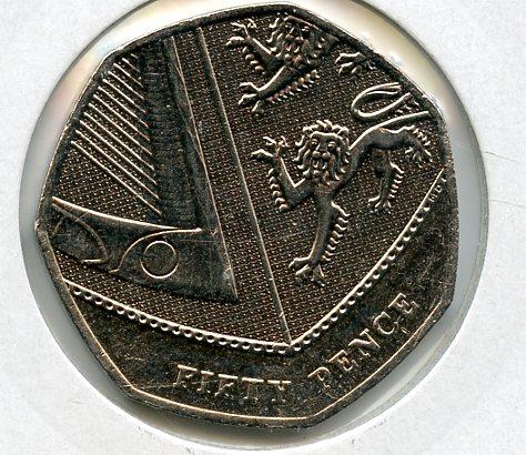 UK 2019 Shield Obverse  Decimal 50 Pence Coin