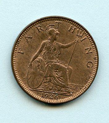 UK  George V Farthing  Dated 1926