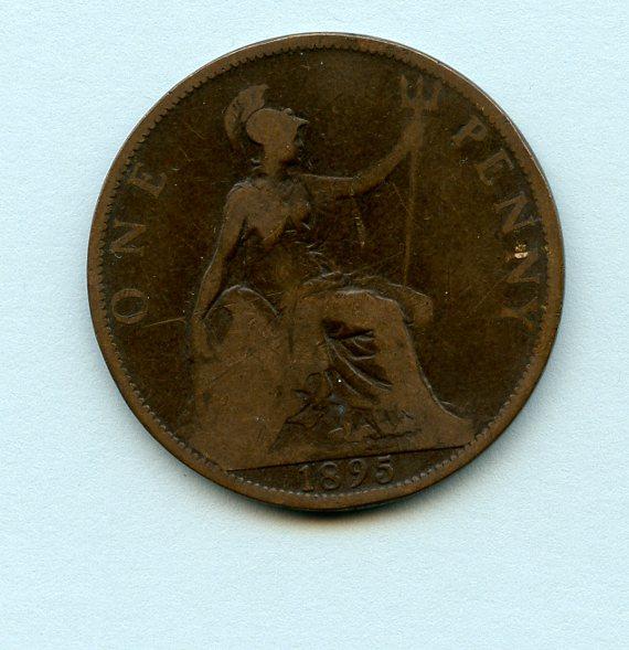 UK  Queen Victoria Penny Coin Dated 1895 2mm from Trident