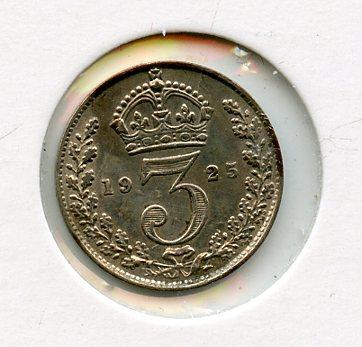 UK  George V Threepence Coin  Dated 1925