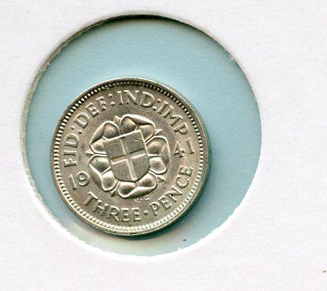 UK  George VI Threepence Coin  Dated 1941