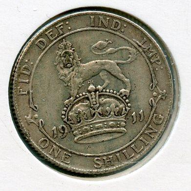 UK George V  Shilling Coin  Dated 1911