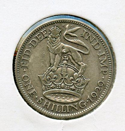 UK George V  Shilling Coin  Dated 1929