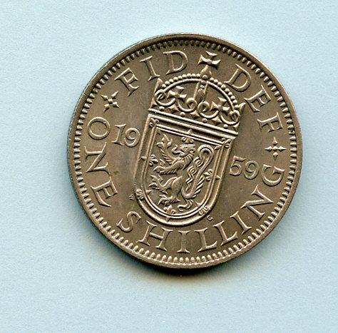 UK Elizabeth II  Shilling Coin  Scottish Obverse Dated 1959