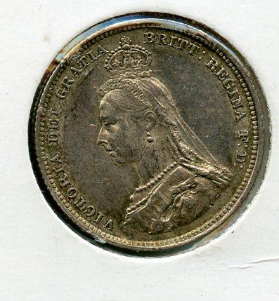 UK Queen Victoria Shilling Coin Dated 1887