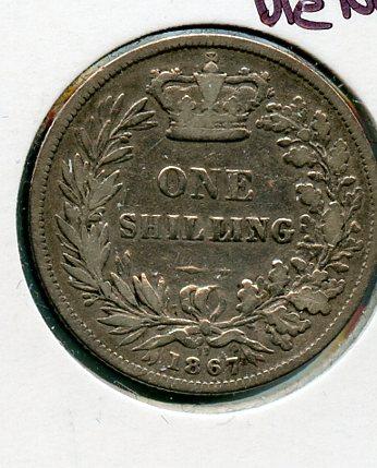 UK Queen Victoria Shilling Coin Dated 1867 Die Number 11