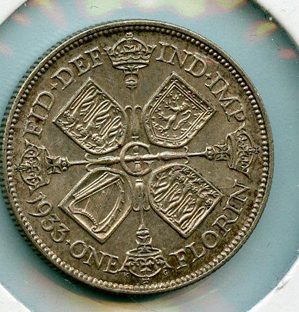 UK George V Florin Coin  Dated 1933