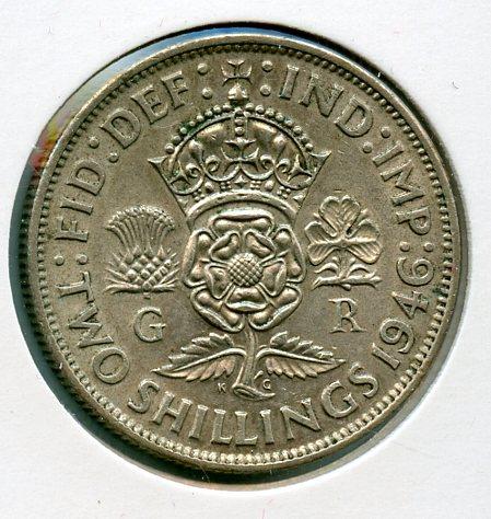 UK George VI Florin Coin  Dated 1946