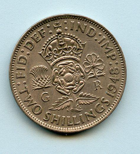 UK George VI Florin Coin  Dated 1948