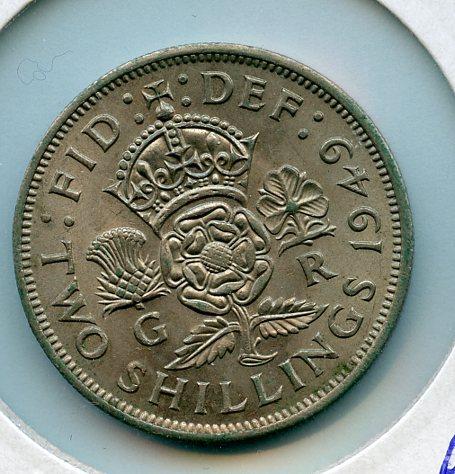 UK George VI Florin Coin  Dated 1949