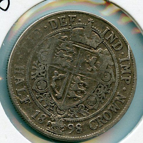 UK Queen Victoria   Half Crown Coin Coin Dated 1898