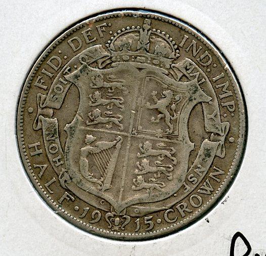 UK George V  Half Crown Coin Coin Dated 1915