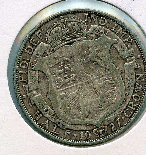 UK George V  Half Crown Coin Coin Dated 1927