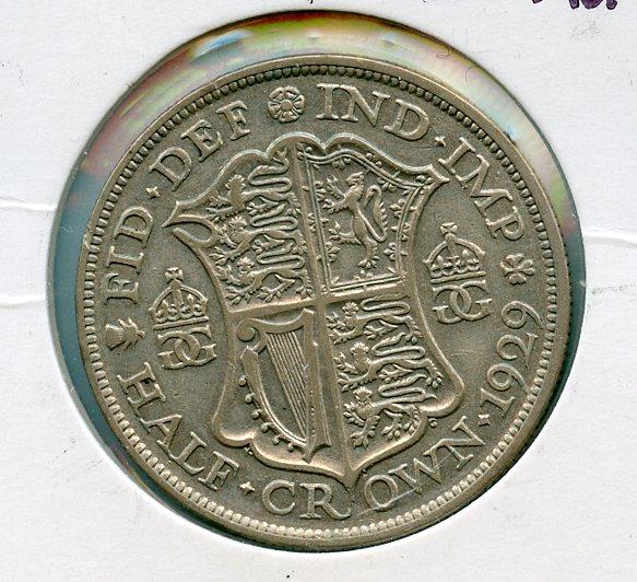 UK George V  Half Crown Coin Coin Dated 1929