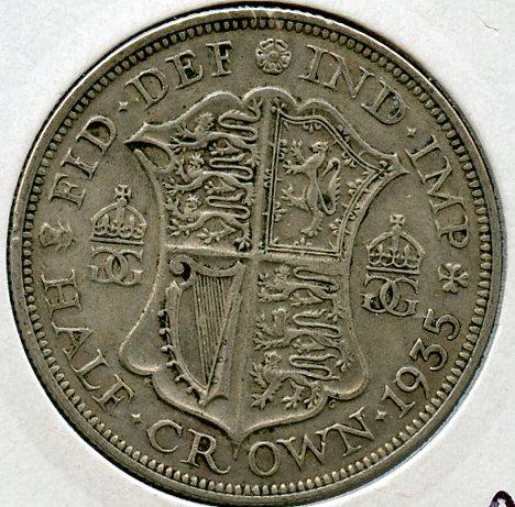 UK George V  Half Crown Coin Coin Dated 1935