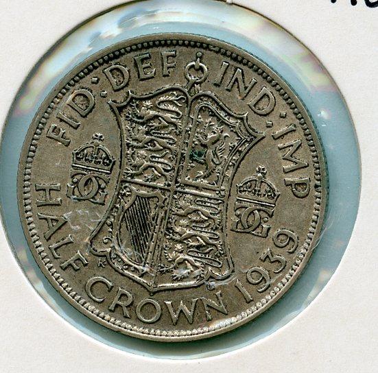 UK George VI  Half Crown Coin Coin Dated 1939