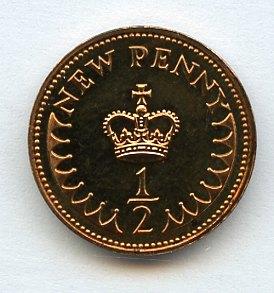 UK Decimal  Proof Half Penny Coin Dated 1974