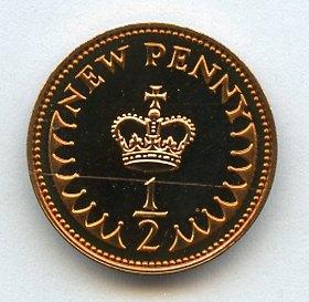 UK Decimal  Proof Half Penny Coin Dated 1975