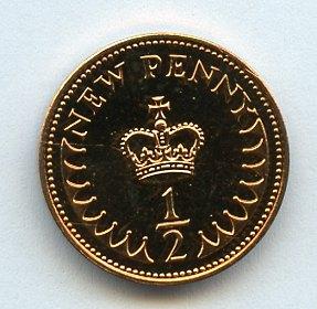 UK Decimal  Proof Half Penny Coin Dated 1977