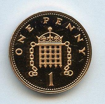 UK Decimal Proof Penny Coin Dated 1987