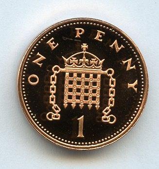 UK Decimal Proof Penny Coin Dated 1995