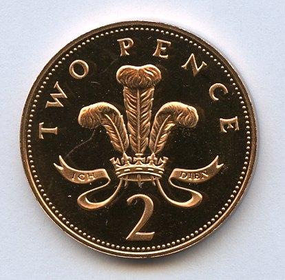 UK Decimal  Proof Two Pence Coin Dated 1988