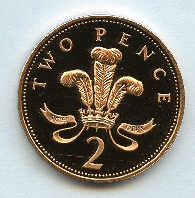 UK Decimal  Proof Two Pence Coin Dated 1992