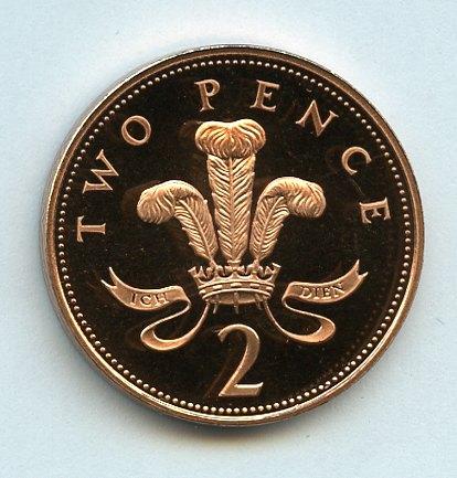 UK Decimal  Proof Two Pence Coin Dated 1996