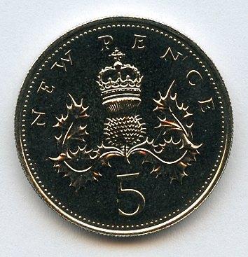 UK Decimal  Proof Five Pence Coin Dated 1972