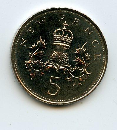 UK Decimal  Proof Five Pence Coin Dated 1973