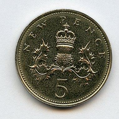 UK Decimal  Proof Five Pence Coin Dated 1977