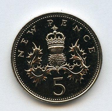 UK Decimal  Proof Five Pence Coin Dated 1978