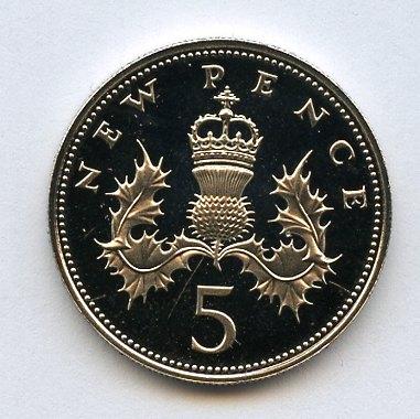 UK Decimal  Proof Five Pence Coin Dated 1980