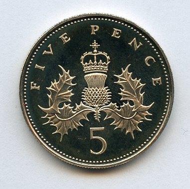 UK Decimal  Proof Five Pence Coin Dated 1982