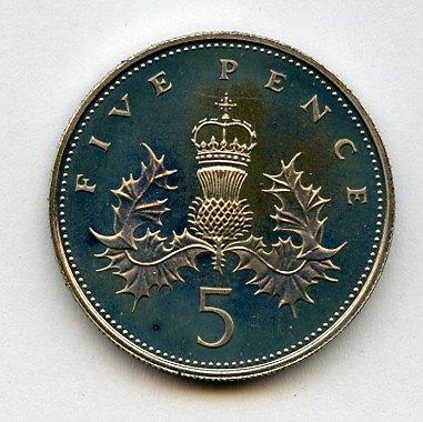 UK Decimal  Proof Five Pence Coin Dated 1983