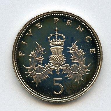 UK Decimal  Proof Five Pence Coin Dated 1984