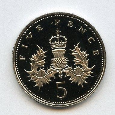 UK Decimal  Proof Five Pence Coin Dated 1985