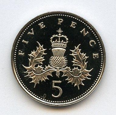 UK Decimal  Proof Five Pence Coin Dated 1986