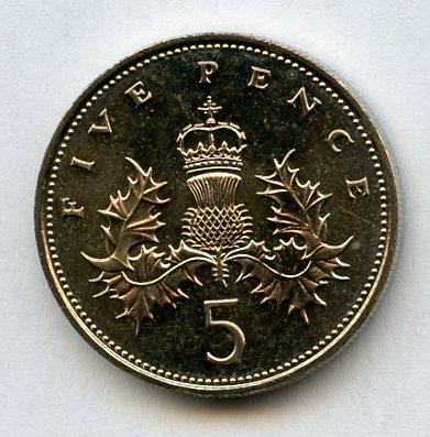 UK Decimal  Brilliant Uncirculated Five Pence Coin Dated 1982