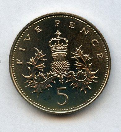 UK Decimal  Brilliant Uncirculated Five Pence Coin Dated 1984