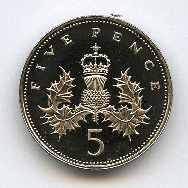 UK Decimal  Proof Five Pence Coin Dated 1987