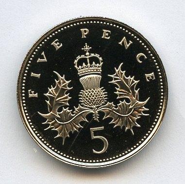 UK Decimal  Proof Five Pence Coin Dated 1988