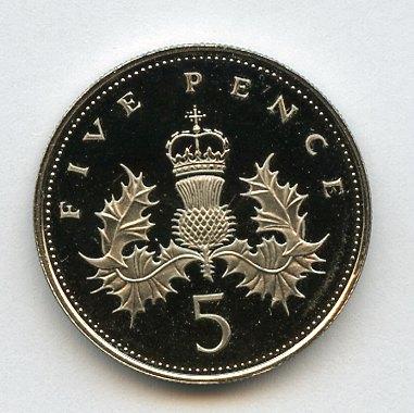 UK Decimal  Proof Five Pence Coin Dated 1989